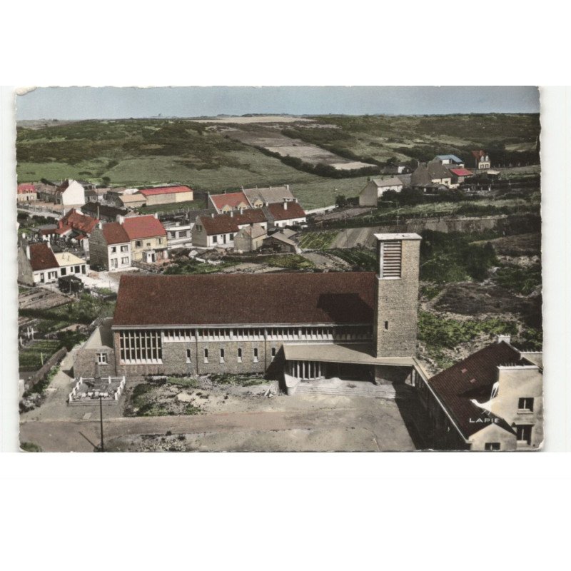 EQUIHEN: l'église saint-pierre-saint-paul vue aérienne 10X15 - très bon état