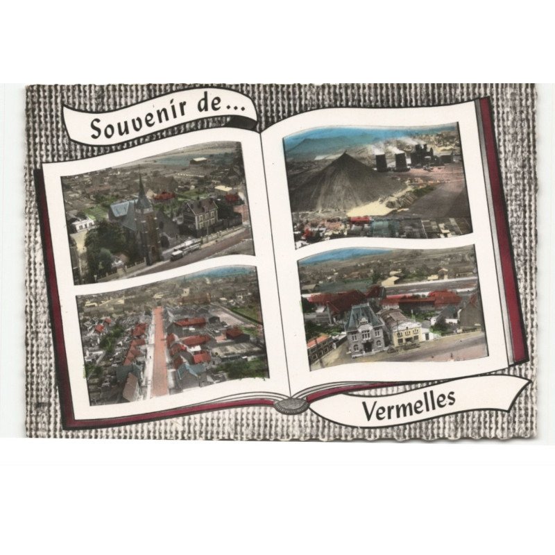VERMELLES: église paysage minier centrale électrique cité saint-pierre hôtel de ville vue aérienne 10X15 - très bon état