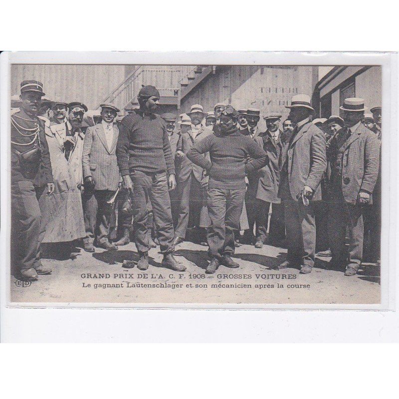SEINE-MARITIME: grand prix de l'A.C.F. 1908, grosses voitures le gagant Lautenschlager - très bon état