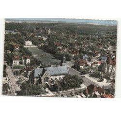 LE TOUQUET-PARIS-PLAGE: l'église, le jardin d'ypres vue aérienne 10X15 - très bon état