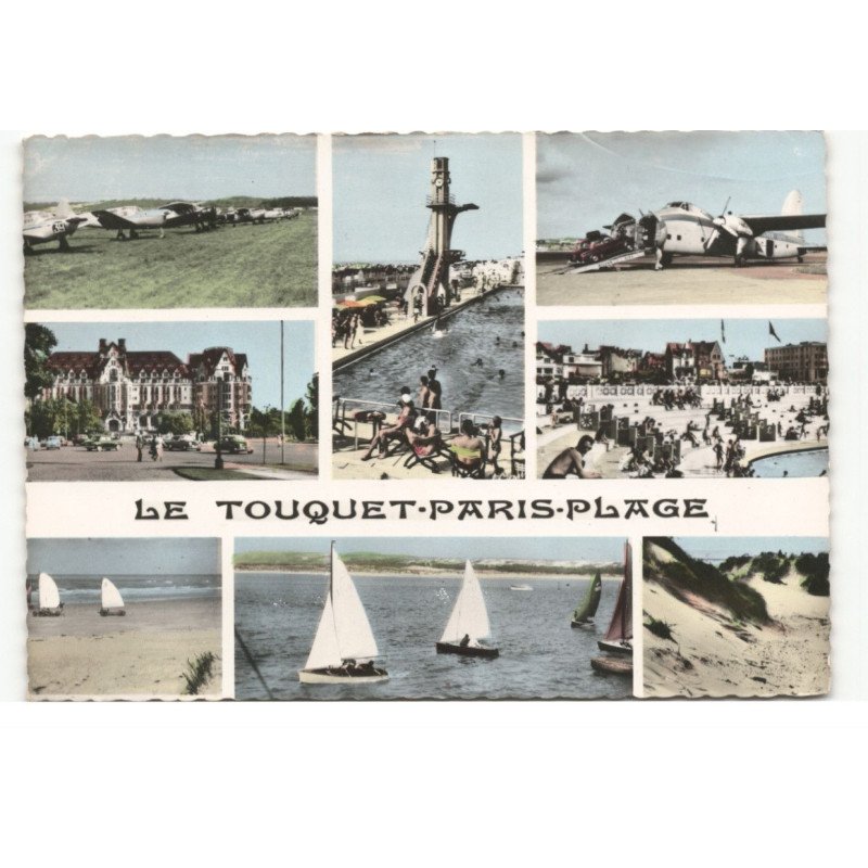 LE TOUQUET-PARIS-PLAGE: 8 vues, au coeur de la côte d'opale vue aérienne 10X15 - très bon état