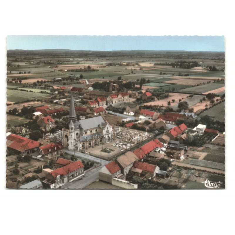 RICHEBOURG-L'AVOUE: l'église vue aérienne 10X15 - très bon état