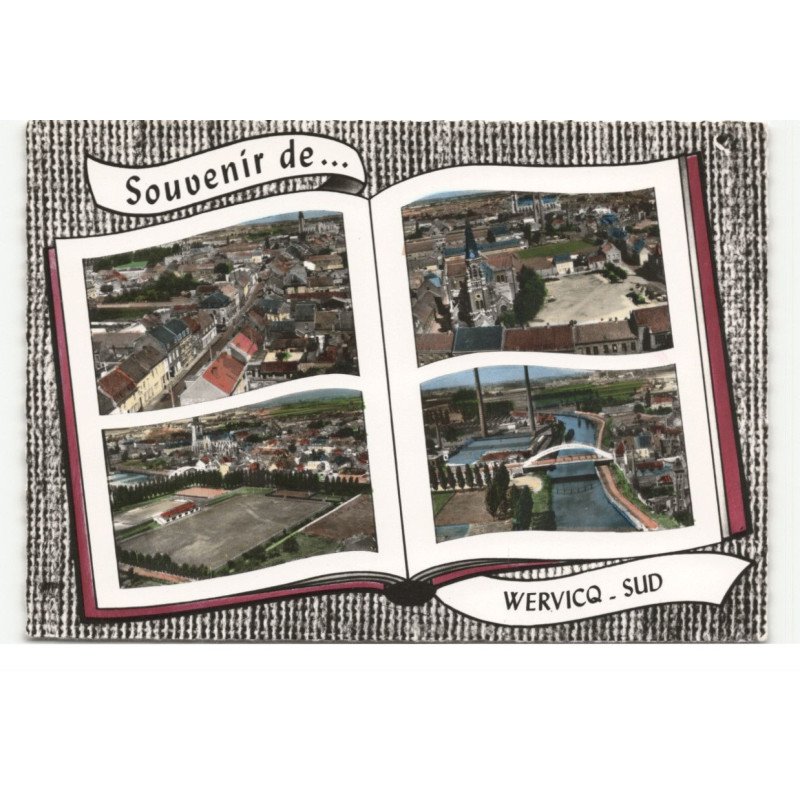 WERVICQ: 4 vues vue aérienne 10X15 - très bon état