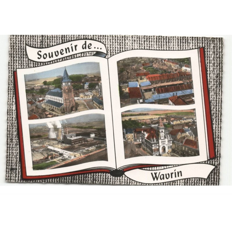 WAVRIN: 4 vues, souvenir de... vue aérienne 10X15 - très bon état