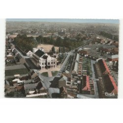 WAZIERS: hôtel de ville, place andré bordeu vue aérienne 10X15 - très bon état