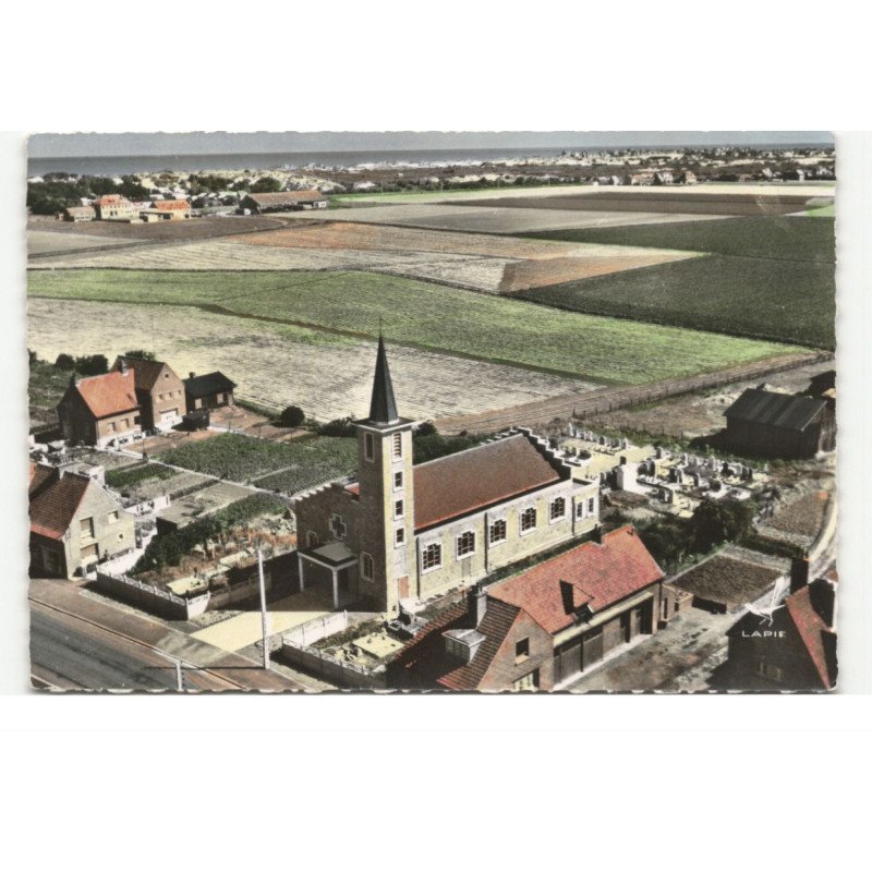 ZUYDCOOTE: église saint-nicolas et la plaine des flandres vue aérienne 10X15 - très bon état