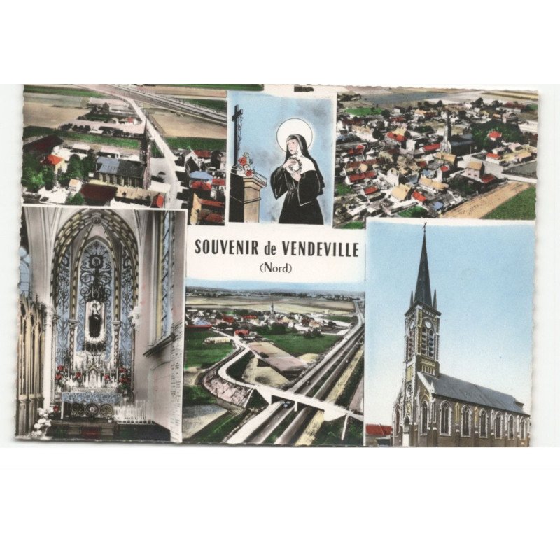 VENDEVILLE: souvenir de, 5 vues vue aérienne 10X15 - très bon état