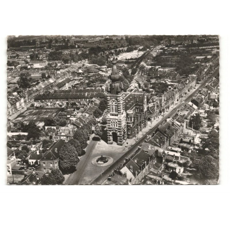 VALENCIENNES: église saint-michel et monument du roi albert vue aérienne 10X15 - très bon état