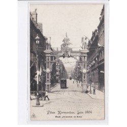 SEINE-MARITIME: fêtes normandes, juin 1904, rue jeanne-d'arc, tramway - très bon état