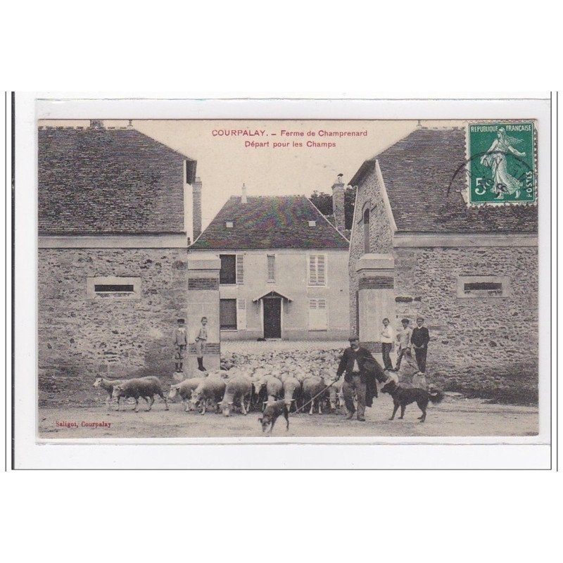 COURPALAY : ferme de champrenard depart pour les champs - tres bon etat