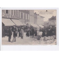 BEAUMONT-de-LOMAGNE: rue despeyrous, jour de marché, café bauer, carpuat - très bon état