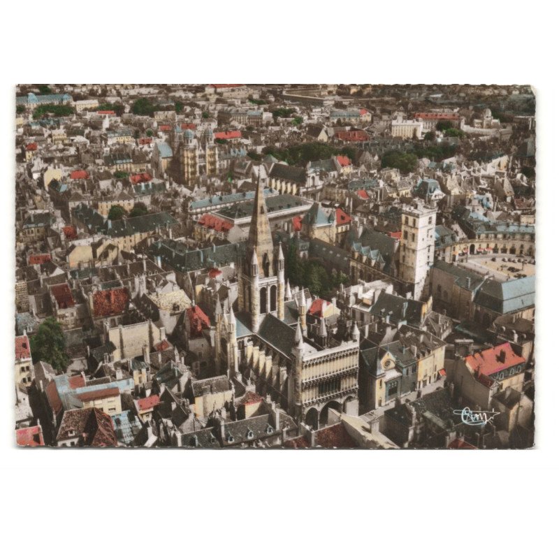 DIJON: l'église notre-dame la tour de bar vue aérienne 10X15 - très bon état