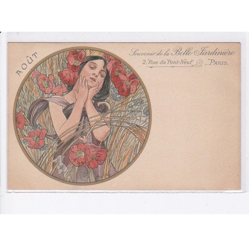MUCHA ALPHONSE: août, souvenir de la belle jardinière 2 rue du pont-neuf paris - très bon état