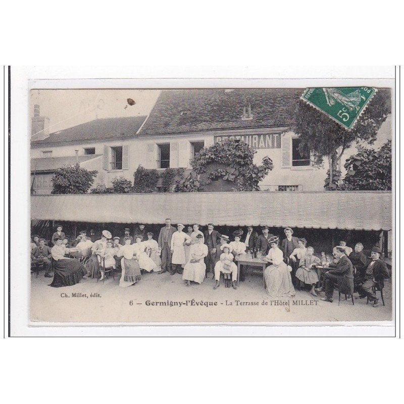 GERMIGNY-L'EVEQUE : la terrasse de l'hotel millet - tres bon etat