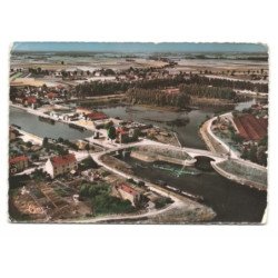 SAINT-JEAN-de-LOSNE: gare d'eau, le canal de bourgogne ert l'ecluse vue aérienne 10X15 - très bon état