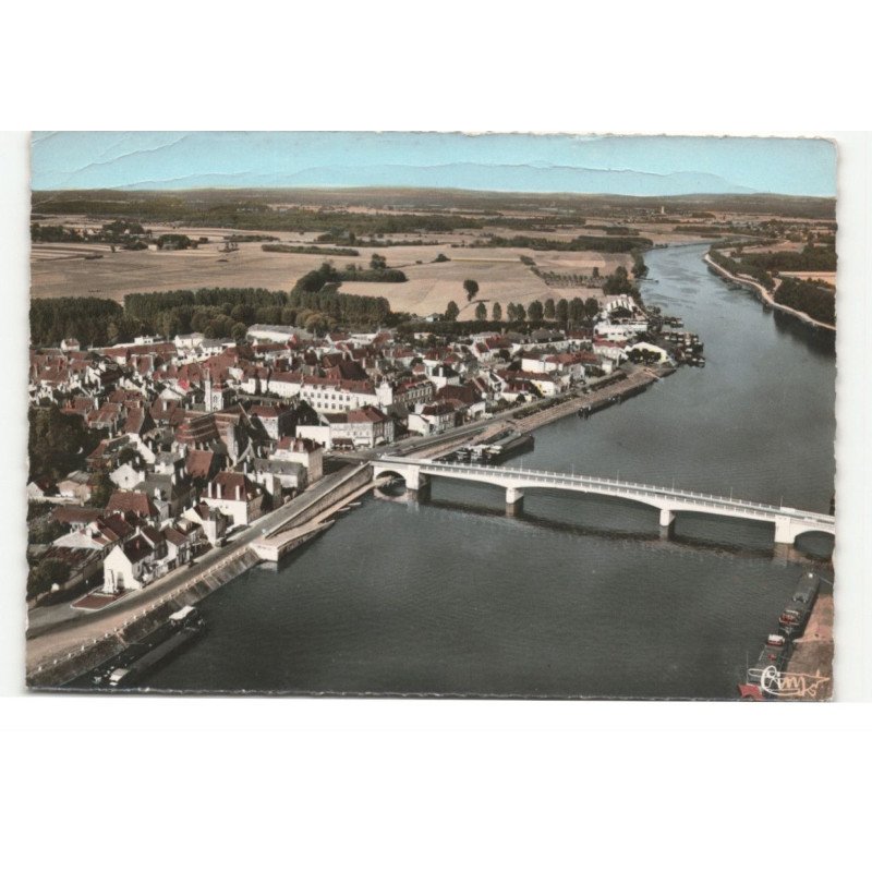 SAINT-JEAN-de-LOSNE: quais de la saône vue aérienne 10X15 - très bon état