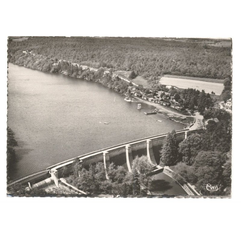PONT-et-MASSENE:lac de pont et la digue vue aérienne 10X15 - très bon état