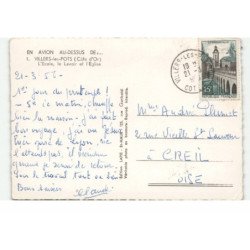 VILLERS-les-POTS: l'école, le lavoir et église vue aérienne 10X15 - état