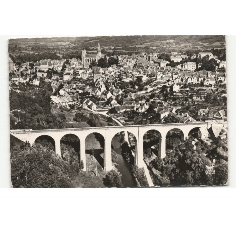 SEMUR-en-AUXOIS: vue panoramique, le viaduc vue aérienne 10X15 - très bon état