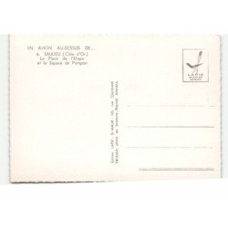 SAULIEU: la place de l'étape et le square de pompon vue aérienne 10X15 - très bon état