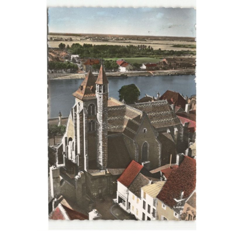 SAINT-JEAN-de-LOSNE: église saint-jean vue aérienne 10X15 - très bon état