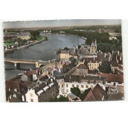 SAINT-JEAN-de-LOSNE: pont sur la saône et vue générale vue aérienne 10X15 - très bon état