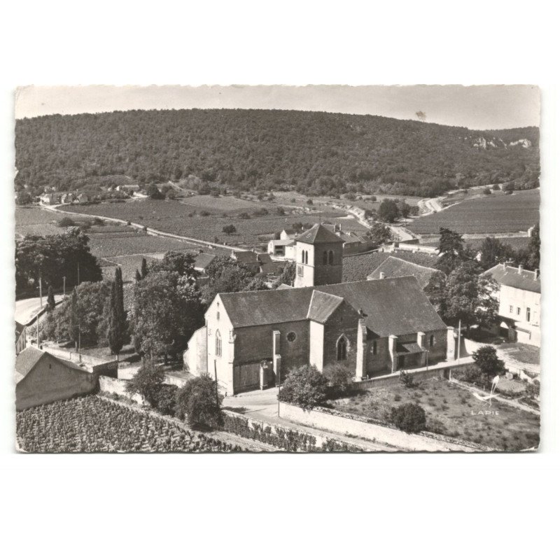 GEVREY-CHAMBERTAIN: l'église et vue sur le vignoble vue aérienne 10X15 - très bon état
