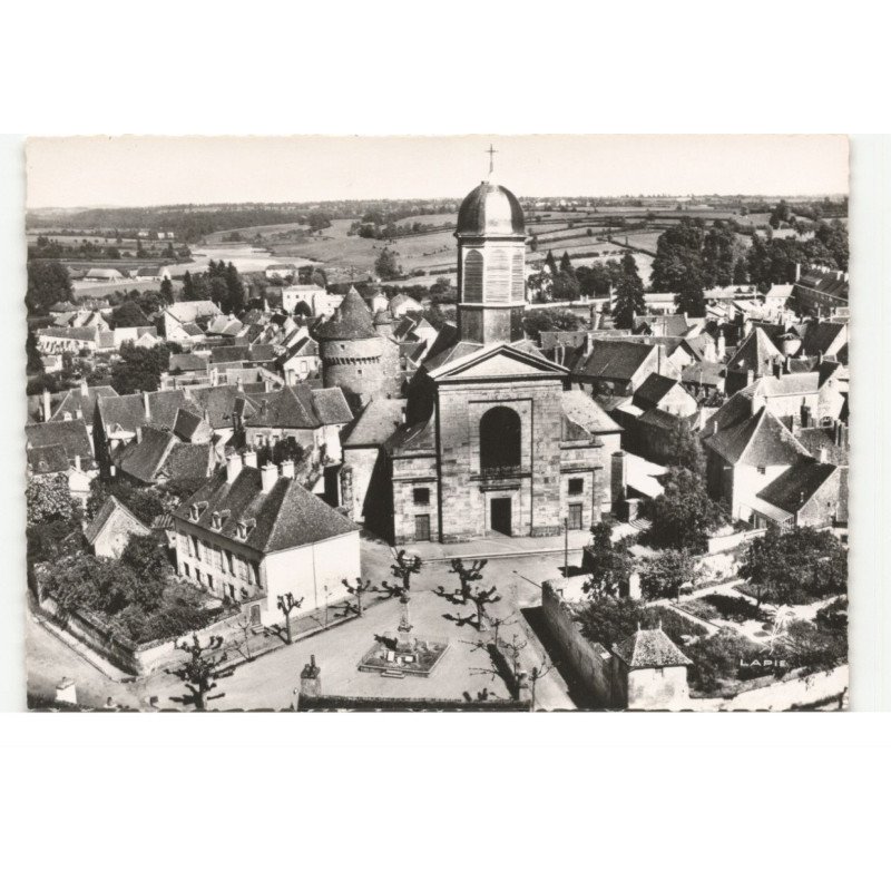 ARNAY-le-DUC: l'église saint-laurent vue aérienne 10X15 - très bon état