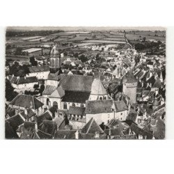 ARNAY-le-DUC: vue générale l'église saint-laurent et la tour de la motte forte vue aérienne 10X15 - très bon état