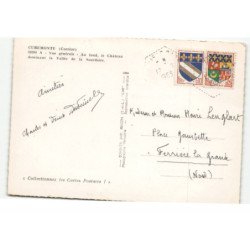 CUREMONTE: vue générale au fond le château dominant la vallée de la sourdoire vue aérienne 10X15 - très bon état