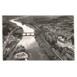 SOLESMES: l'abbaye saint-pierre sur les bords de la sarthe vue aérienne 10X15 - très bon état