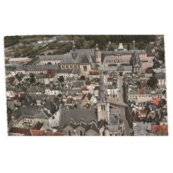 LA FLECHE: l'église saint-thomas, la rue henri IV vue aérienne 10X15 - très bon état