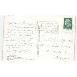 LA FLECHE: l'église saint-thomas, la rue henri IV vue aérienne 10X15 - très bon état