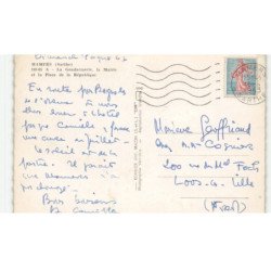 MAMERS: la gendarmerie, la mairie et la place de la république vue aérienne 10X15 - très bon état