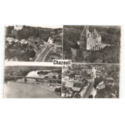 CHAZEUIL: le carrefour, le château, le pont sur l'alliler, vue générale vue aérienne 10x15 - très bon état