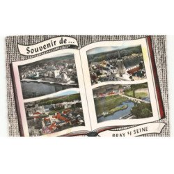 BRAY-sur-SEINE: vue générale, l'église, vue d'ensemble, la seine vue aérienne 10X15 - très bon état
