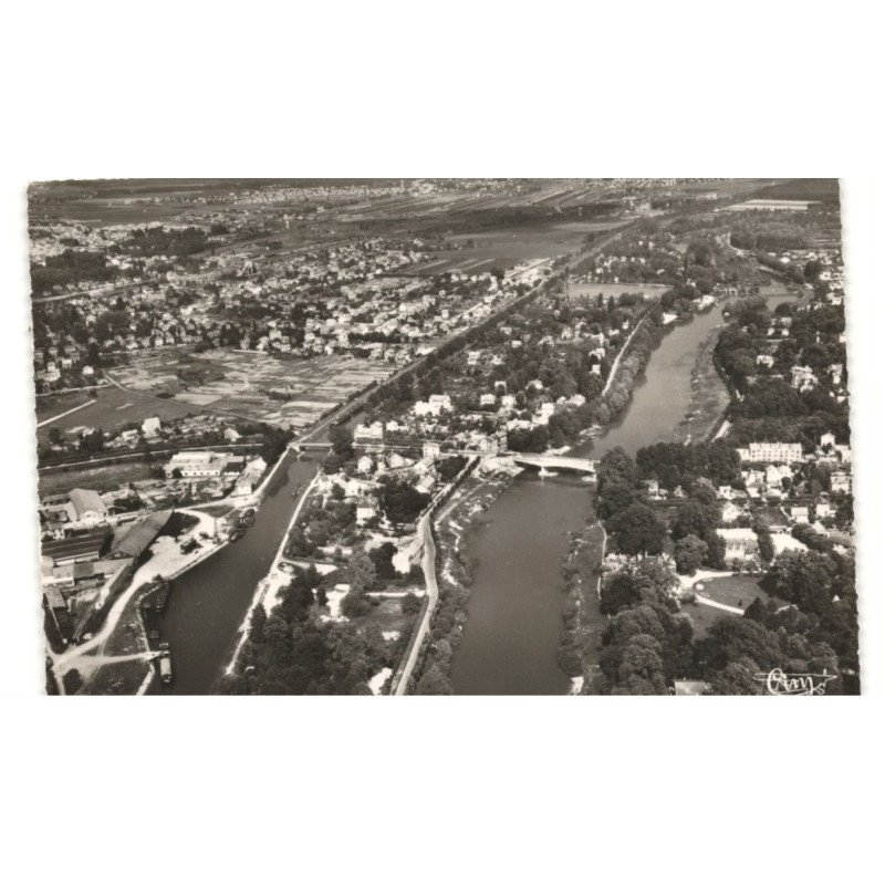 CHELLES: canal et la marne vue aérienne 10X15 - très bon état