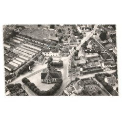 THOMERY: vue générale sur l'église, rue de seine et rue sadi-carnot vue aérienne 10X15 - très bon état
