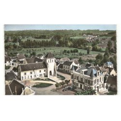 MOUROUX: la mairie, l'église, panorama sur la gare vue aérienne 10X15 - très bon état