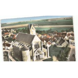 RAMPILLON: l'église, monument historique XIIe et XIIIe siècle vue aérienne 10X15 - tès bon état