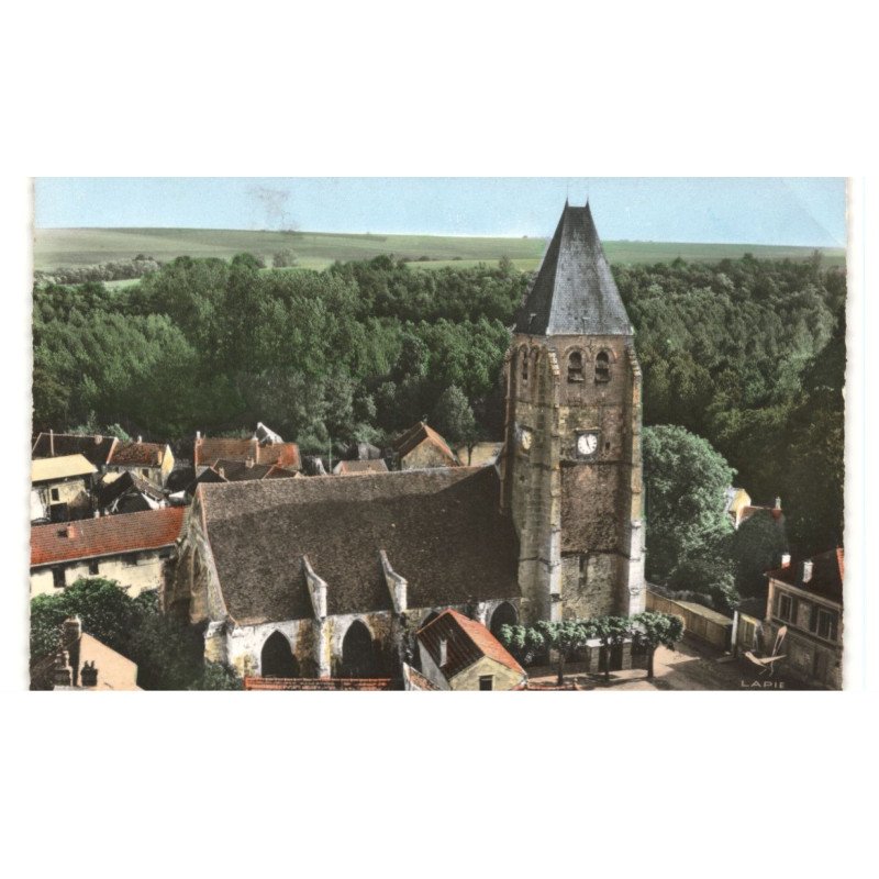 ETREPILLY: l'église saint-jean-baptiste construite en 1400 intérieur classé monument vue aérienne 10X15 - très bon état