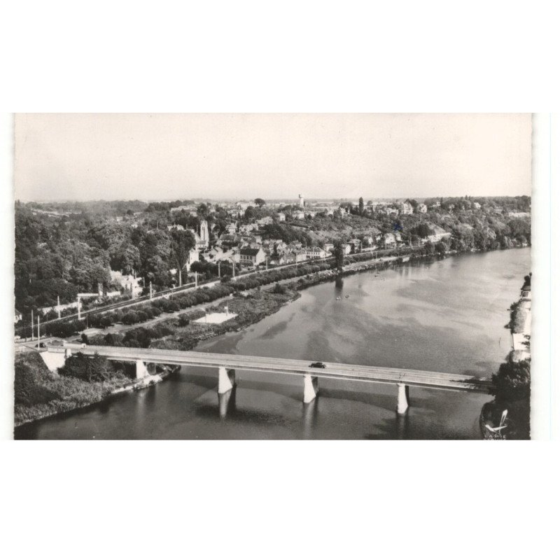 FONTAINE-le-PORT: le pont et la seine vue aérienne 10X15 - très bon état