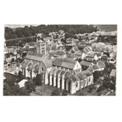 CHAMPCEAUX: la collégiale saint-martin, monument historique des XIIe et XIIIe siècle vue aérienne 10X15 - très bon état