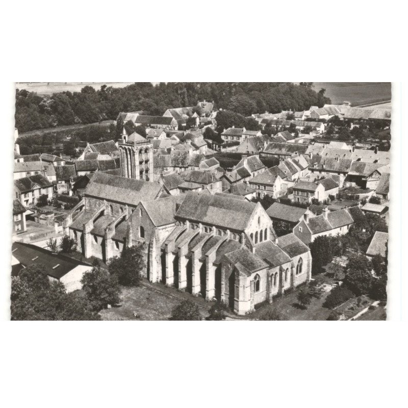 CHAMPCEAUX: la collégiale saint-martin, monument historique des XIIe et XIIIe siècle vue aérienne 10X15 - très bon état
