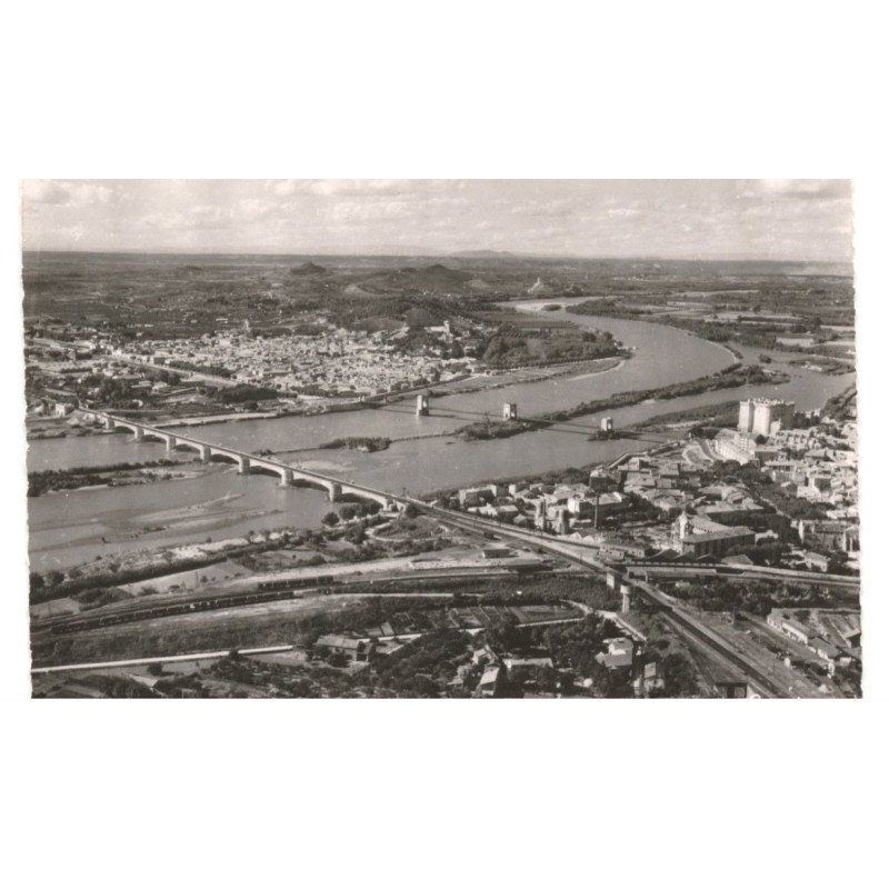 TARASCON: beaucaire, vue panoramique sur la vallée du rhône vue aérienne 10X15 - très bon état