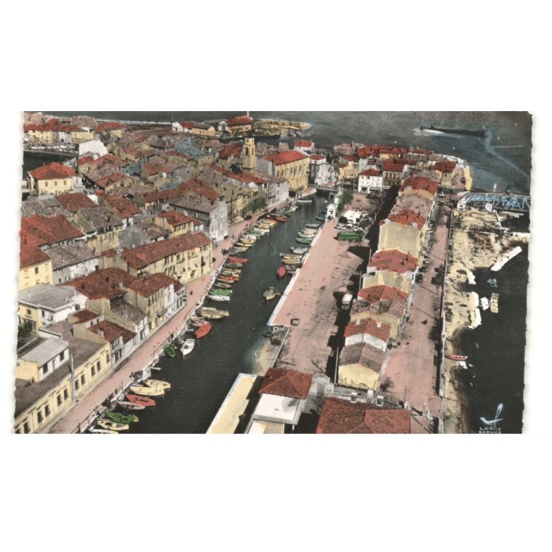 MARTIGUES: canal et quai saint-sébastien vue aérienne 10X15 - très bon état