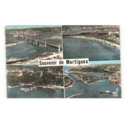 MARTIGUES: le pont de la carante, plage de ferrières, club nautique vue aérienne 10X15 - très bon état (timbre arraché)