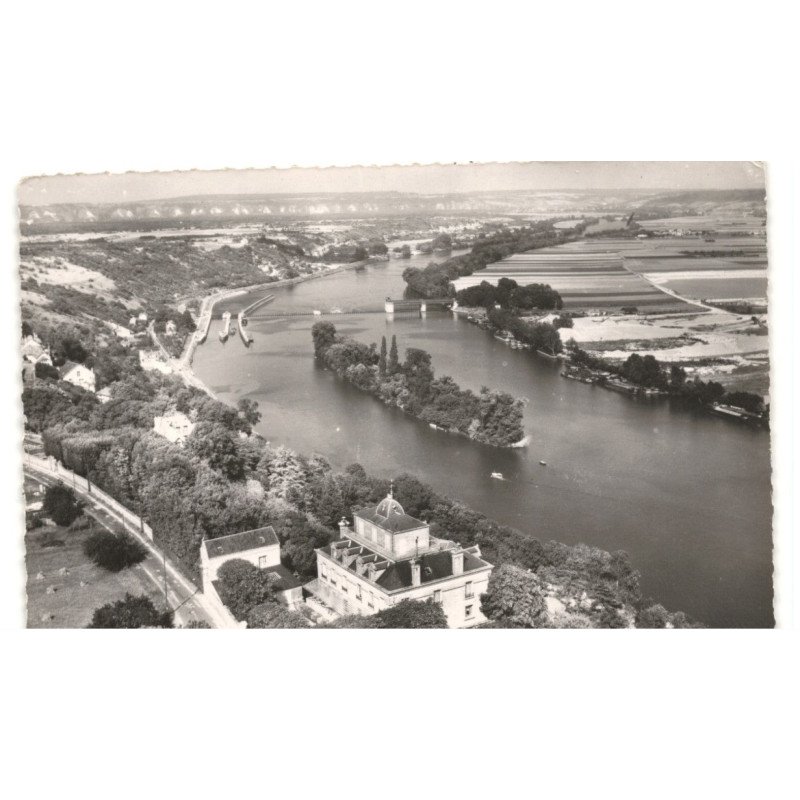 ROLLEBOISE: la seine et le barrage de méricourt vue aérienne 10X15 - très bon état