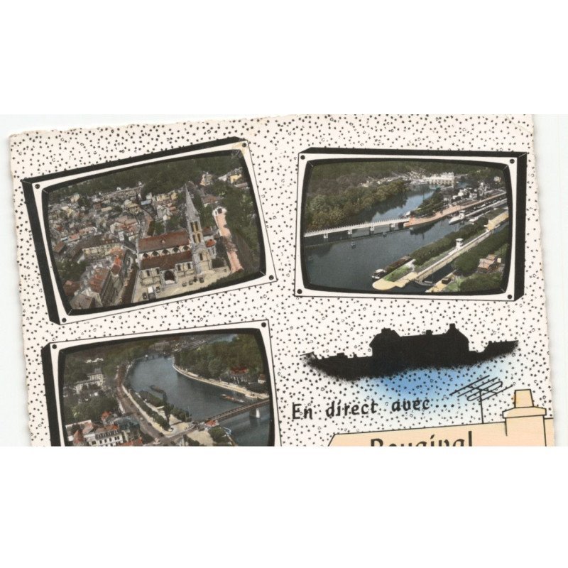 BOUGIVAL: en direct avec... l'église, les écluses, le pont vue aérienne 10X15 - très bon état