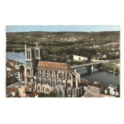 MANTES-la-JOLIE: collégiale notre-dame vue aérienne 10X15 - très bon état